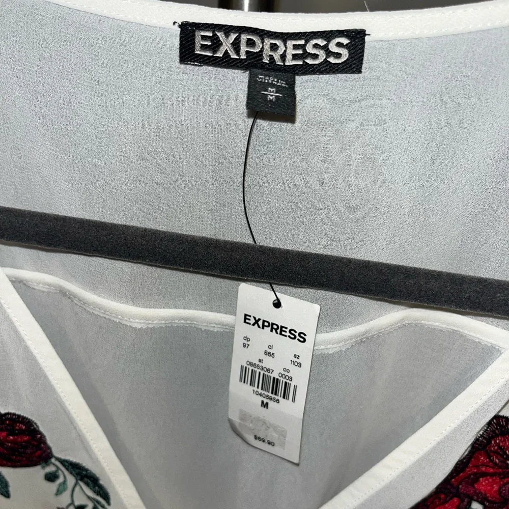 NWT Express Sheer Peplum Wrap Top - Picture 5 of 6